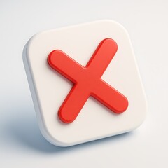 Obraz premium Red cross mark on a white square icon isolated on white background