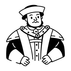 A hand drawn style icon showing former king
