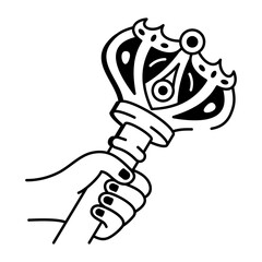 A doodle style icon showing royal scepter

