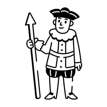 A doodle style icon representing yeoman warder
