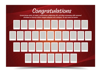 A modern red-themed photo collage template with 40 photo frames