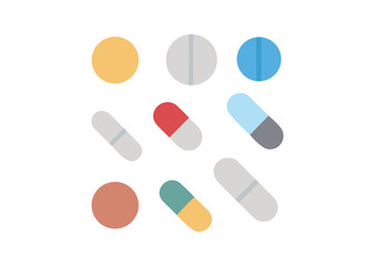 Various Pills Vector, Pills Icon Illustration
