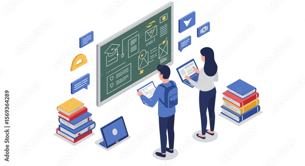 Poster educational technology in modern learning environments vector illustration - design for print and di