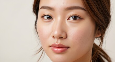 Fototapeta premium Portrait of a beautiful asian woman with natural makeup look