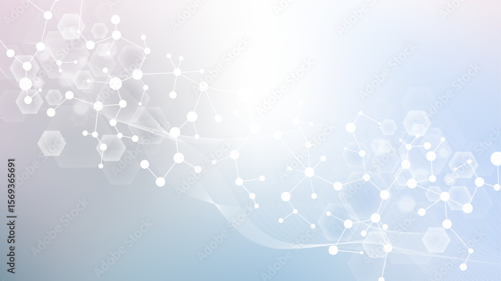 Wall mural hexagonal abstract background. big data visualization. global network connection. medical, technolog