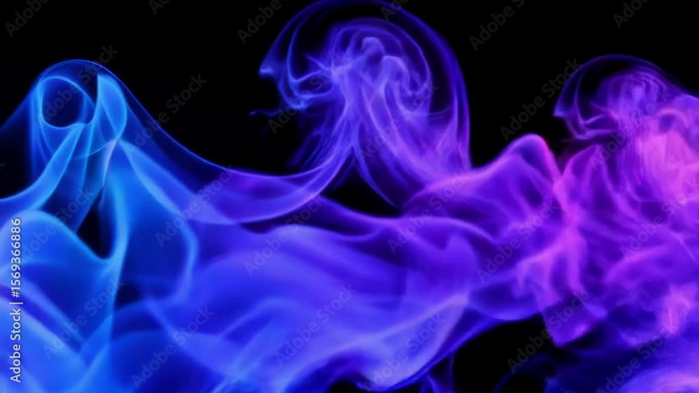 Aufkleber a captivating display of pink and blue smoke intertwines against a black backdrop, creating an abstr