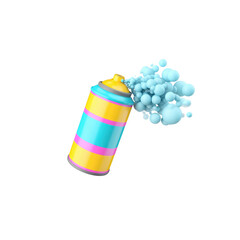 A vibrant and cartoonish aerosol spray can with smooth, rounded edges