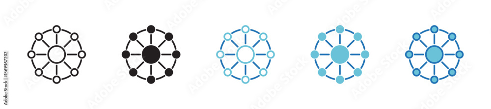 Aufkleber core of connection icon set. containing decentralized intelligence and network system in iconic form