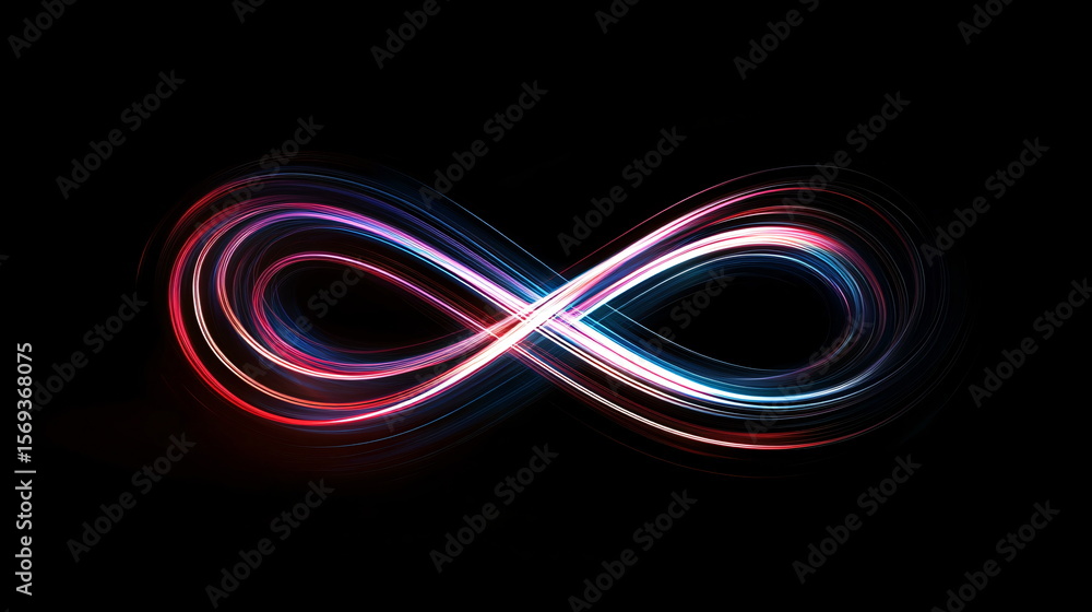 Aufkleber colorful infinity symbol on abstract digital road. data flow. light trails representing high speed i