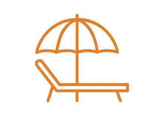 Beach umbrella and chair, sunbed, and umbrella Vector, Beach chair Icon Illustration