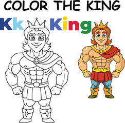 K for King Coloring Worksheet for Preschool – AI Inspired Concept Hand Drawn Vector in Illustrator