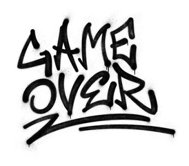 Words ‘Game Over’ written in graffiti spray paint lettering isolated on transparent background