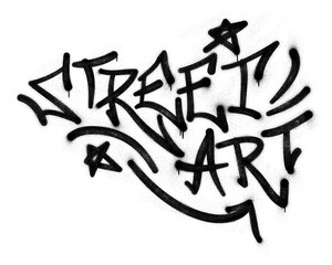 Words ‘Street Art’ written in graffiti spray paint lettering isolated on transparent background
