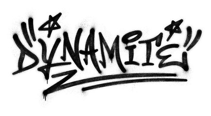 Word ‘Dynamite’ written in graffiti spray paint lettering isolated on transparent background © HTGanzo