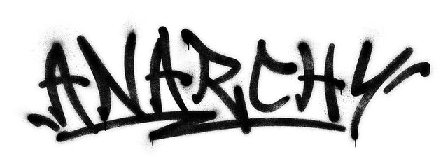 Word ‘Anarchy’ written in graffiti spray paint lettering isolated on transparent background