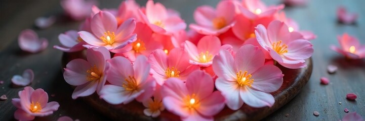 Serene Pink and White Heart Flower Arrangement Peaceful Spa and Wellness Imagery