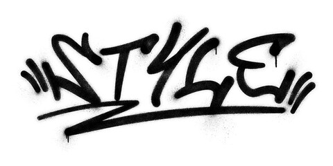 Word ‘Style’ written in graffiti spray paint lettering isolated on transparent background © HTGanzo