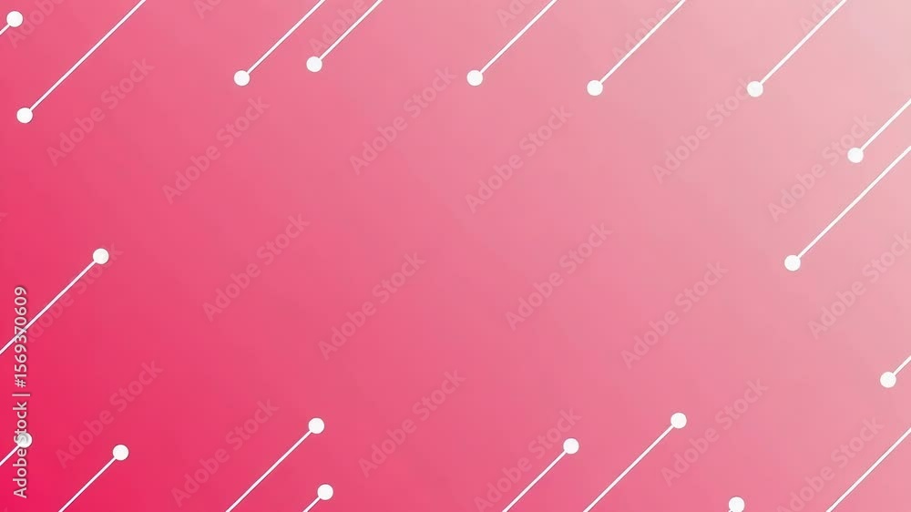 Poster a vibrant pink gradient background features diagonal white lines connecting to small dots, creating 
