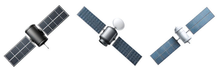 Satellite with solar panels in orbit, advanced communication technology enabling global data transmission and connectivity