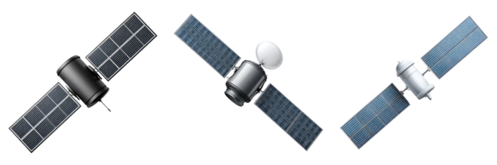 Satellite with solar panels in orbit, advanced communication technology enabling global data transmission and connectivity