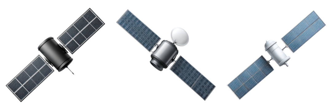 Satellite with solar panels in orbit, advanced communication technology enabling global data transmission and connectivity