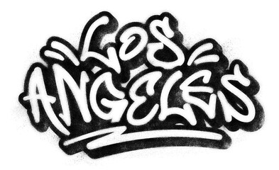 ‘Los Angeles’ written in graffiti spray paint block lettering isolated on transparent background