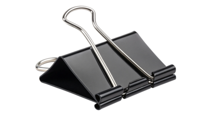 Stock photo of black binder clip office supplies for organizing papers and documents at work or school