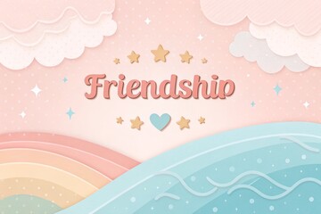 Pastel background with friendship text perfect for Friendship Day cards