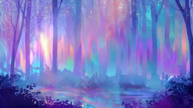 beautiful unicorn in magical forest illustrated animation