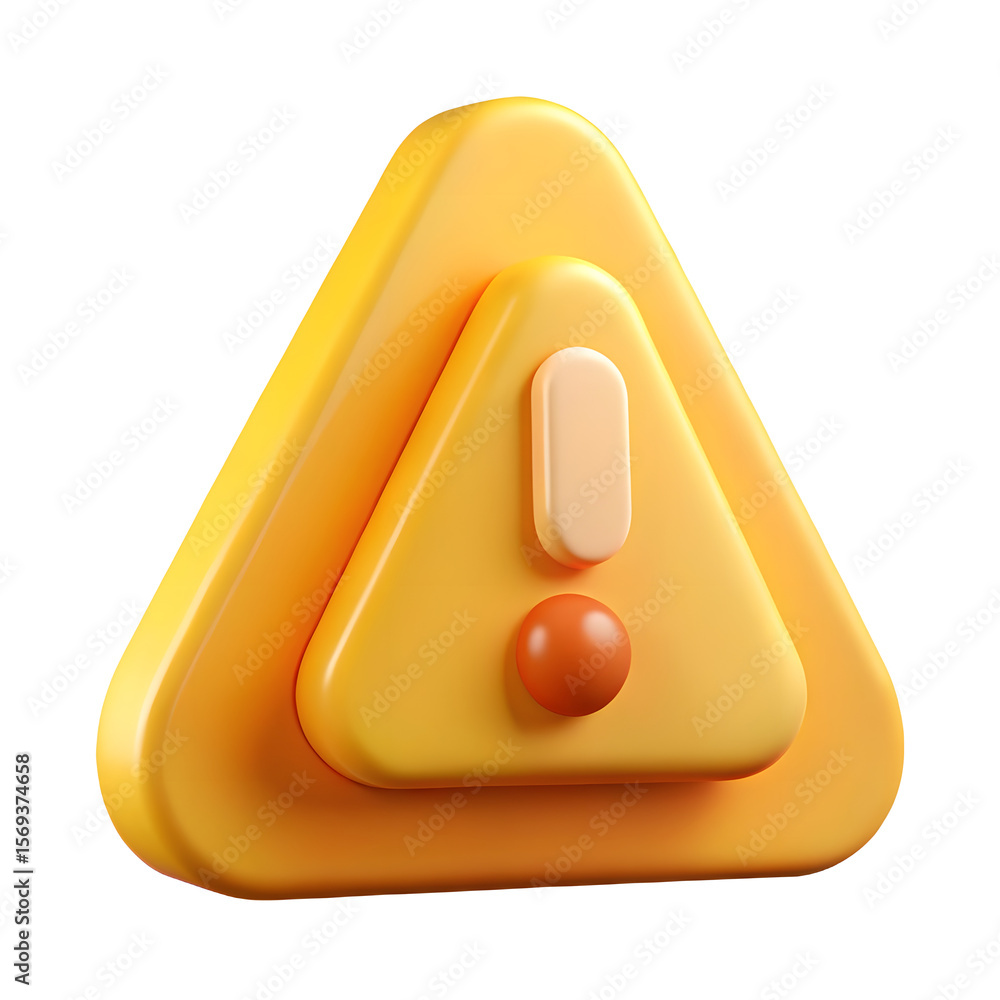 Fototapete Warning Sign 3D Rendered Illustration for Alert Notification and Error Message Display