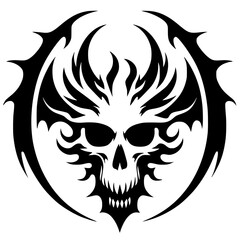 Dragon demon skull silhouette