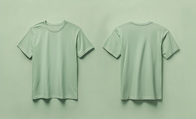 plain mint green t-shirt mockups, front and back views for apparel design presentations
