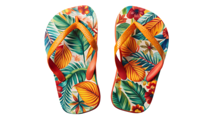 Tropical Flip Flops on transparent background