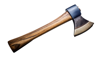 Handcrafted Wood and Metal Hatchet on Transparent Background