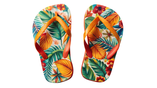 Tropical Flip Flops on transparent background