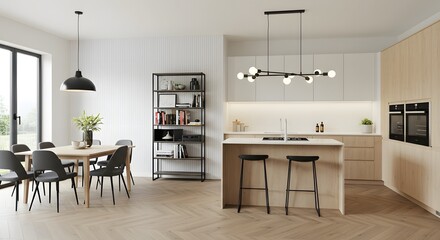 Modern Open Plan Kitchen and Dining Area with Natural Light