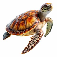 Obraz premium Sea Turtle, Reptile on white background, Illustration