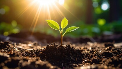 Sprout of life: Witness the delicate beauty of a young sprout reaching for the sun, symbolizing growth, renewal, and the promise of life. This image captures the essence of spring, potential.
