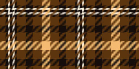 Classic Brown and Black Plaid Pattern, Seamless Tartan Checkered Design with Cream Accents, Perfect for Autumn Textiles, Fashion, Home Decor, and Wallpaper