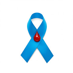 Blue Awareness Ribbon with Blood Drop Symbol of Support and Medical Campaigns
