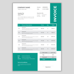 Invoice minimal design template. Bill form business invoice accounting