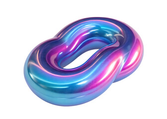 Abstract 3d iridescent torus shape on transparent png background