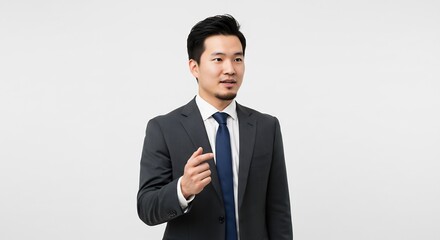 穏やか光 洗練されたビジネスマン 真剣な表情 プレゼンテーション準備. AI Generated