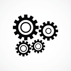 Automation Icon outline with white background – AI System Gear Process outline icon, Symbol, logo illustration. Vector graphics for Presentation and other