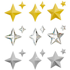 빛나는 별 반짝이 3D 아이콘 세트/ Shiny Star glitter 3D Decorative Icons