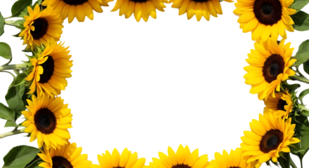 Vibrant yellow sunflowers arranged in a border frame