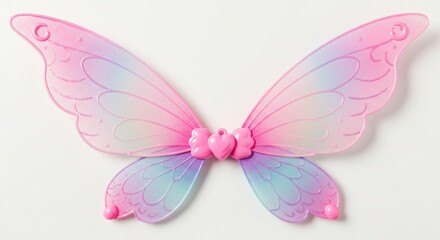 虹色に輝く妖精の羽根 優美なピンク 繊細な造形. AI Generated