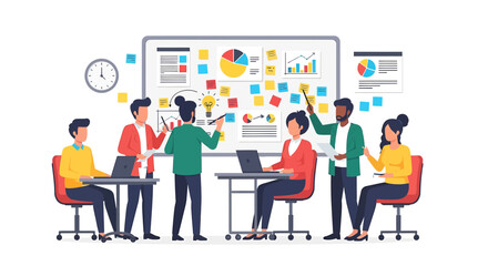 Business Team Collaboration Meeting Illustration