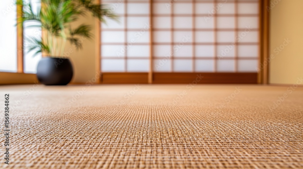 Poster tatami mat weaving concept, soft yet firm texture of natural materials captured in macro shot for in