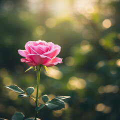 Pink Rose in Sunlight Nature Photography for Backgrounds and Websites